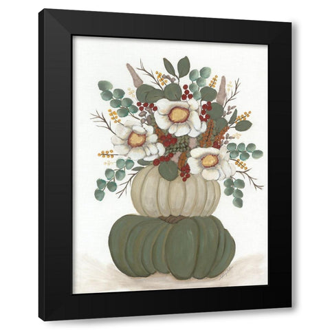 Floral Pumpkin Stack Black Modern Wood Framed Art Print by Justice, Ashley