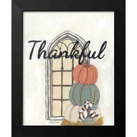 Fall Thankful Black Modern Wood Framed Art Print by Justice, Ashley