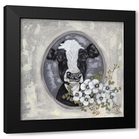 Framed Cow Black Modern Wood Framed Art Print by Justice, Ashley