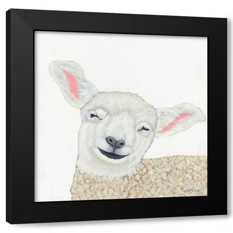 Smiling Sheep Black Modern Wood Framed Art Print by Justice, Ashley