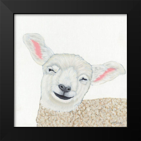 Smiling Sheep Black Modern Wood Framed Art Print by Justice, Ashley
