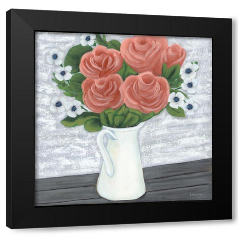 Hello Spring Black Modern Wood Framed Art Print by Justice, Ashley