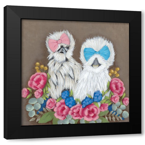 Silkie Chickens Black Modern Wood Framed Art Print by Justice, Ashley
