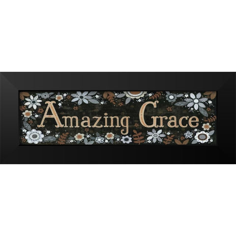Amazing Grace Floral Black Modern Wood Framed Art Print by LaPoint, Annie