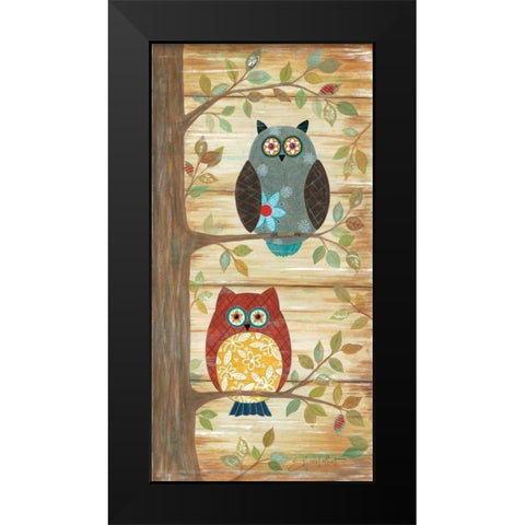 Two Wise Owls Black Modern Wood Framed Art Print by LaPoint, Annie