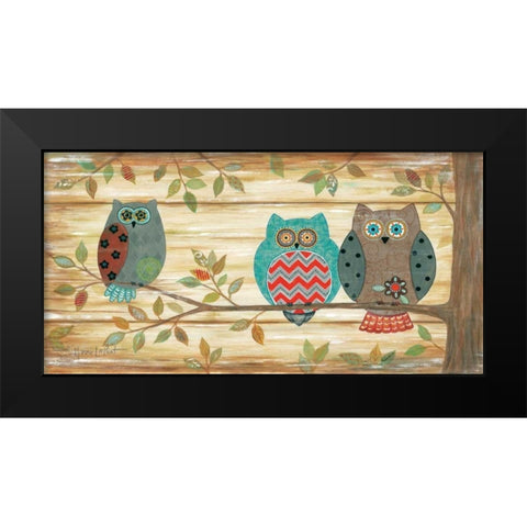 Three Wise Owls Black Modern Wood Framed Art Print by LaPoint, Annie