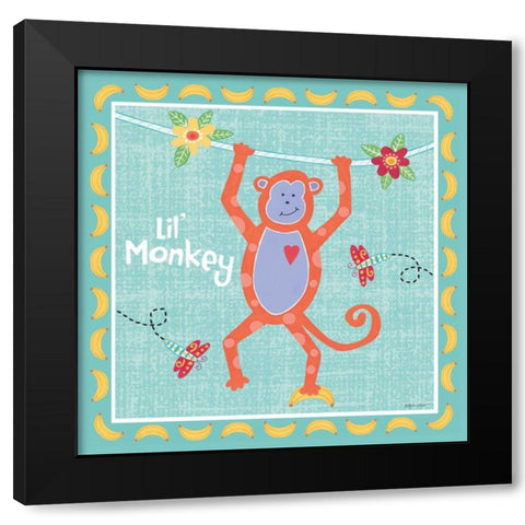 Beetle and Bob Baby Monkey Black Modern Wood Framed Art Print with Double Matting by LaPoint, Annie