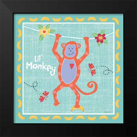 Beetle and Bob Baby Monkey Black Modern Wood Framed Art Print by LaPoint, Annie