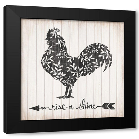 Rise N Shine Rooster Black Modern Wood Framed Art Print with Double Matting by LaPoint, Annie