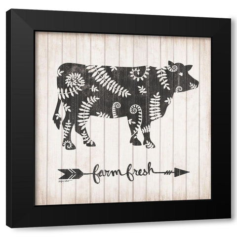 Farm Fresh Cow Black Modern Wood Framed Art Print with Double Matting by LaPoint, Annie