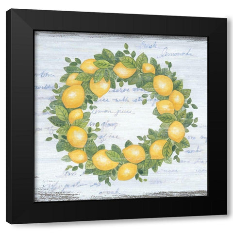 Lemon Wreath   Black Modern Wood Framed Art Print with Double Matting by LaPoint, Annie