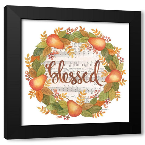 Blessed Wreath Black Modern Wood Framed Art Print by LaPoint, Annie