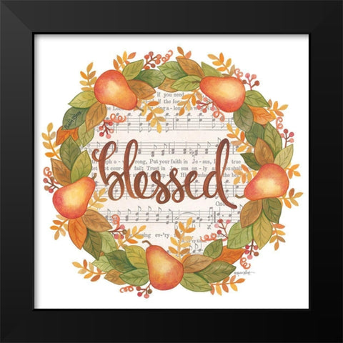 Blessed Wreath Black Modern Wood Framed Art Print by LaPoint, Annie