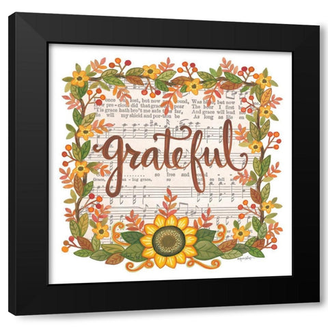 Grateful Wreath Black Modern Wood Framed Art Print by LaPoint, Annie
