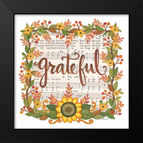 Grateful Wreath Black Modern Wood Framed Art Print by LaPoint, Annie