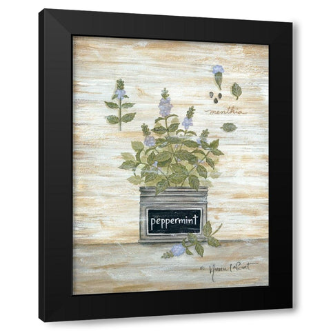 Peppermint Botanical Black Modern Wood Framed Art Print by LaPoint, Annie