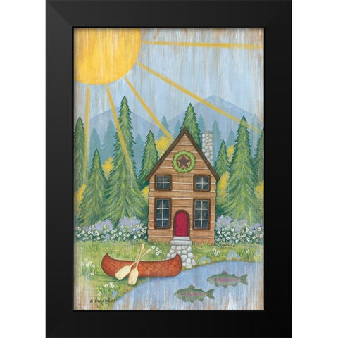 Cabin in the Woods Black Modern Wood Framed Art Print by LapPoint, Annie