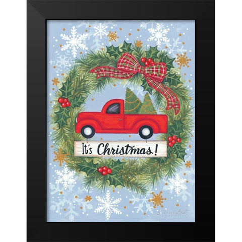 Red Truck Christmas Black Modern Wood Framed Art Print by LaPoint, Annie