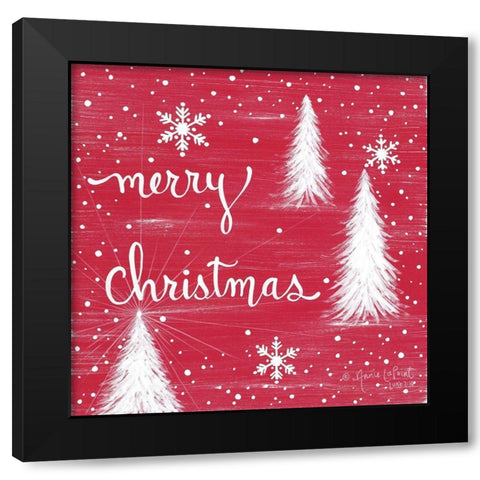 Merry Christmas Trees Black Modern Wood Framed Art Print by LaPoint, Annie