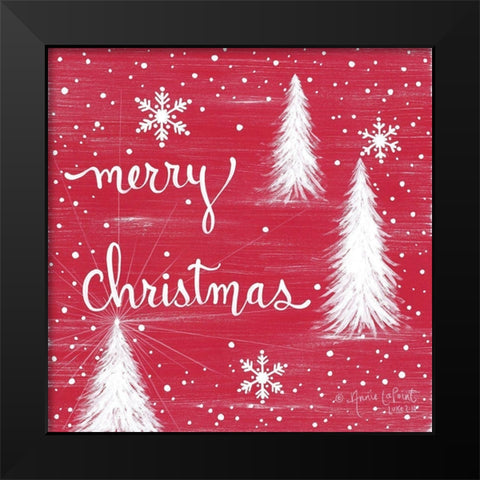 Merry Christmas Trees Black Modern Wood Framed Art Print by LaPoint, Annie