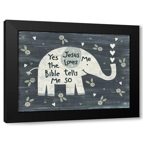Jesus Loves Me Elephant      Black Modern Wood Framed Art Print by LaPoint, Annie