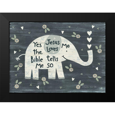 Jesus Loves Me Elephant      Black Modern Wood Framed Art Print by LaPoint, Annie