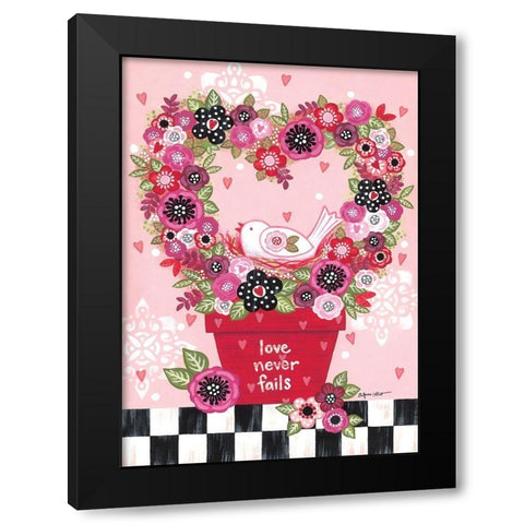 Love Never Fails Black Modern Wood Framed Art Print by LaPoint, Annie