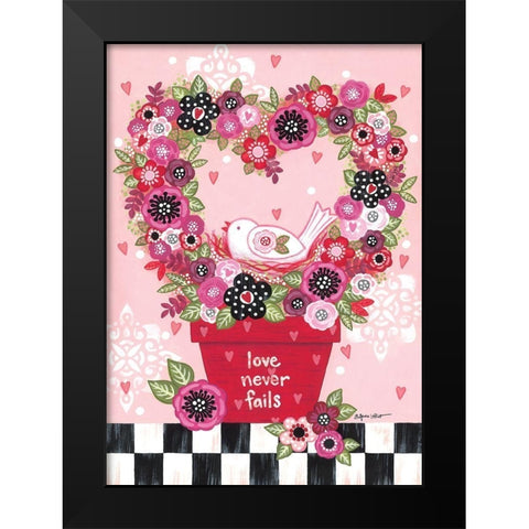 Love Never Fails Black Modern Wood Framed Art Print by LaPoint, Annie