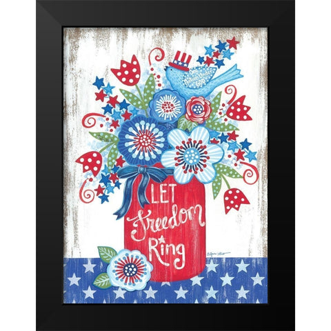 Let Freedom Ring Black Modern Wood Framed Art Print by LaPoint, Annie