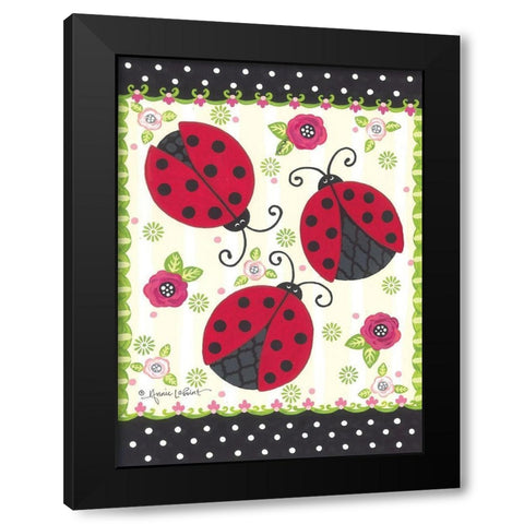 Ladybug Blossoms Black Modern Wood Framed Art Print by LaPoint, Annie