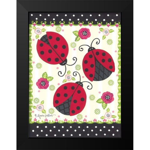 Ladybug Blossoms Black Modern Wood Framed Art Print by LaPoint, Annie