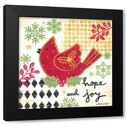 Happy Noel Cardinal Black Modern Wood Framed Art Print by LaPoint, Annie