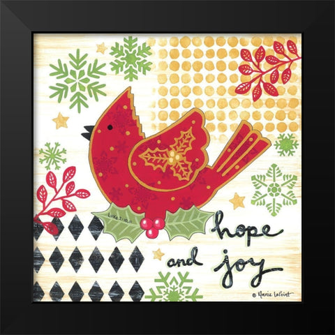 Happy Noel Cardinal Black Modern Wood Framed Art Print by LaPoint, Annie