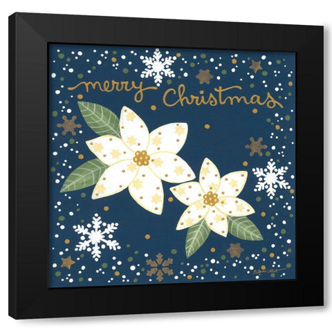 Silent Night Poinsettias Black Modern Wood Framed Art Print by LaPoint, Annie