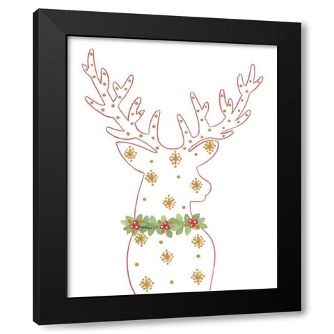 Deck the Halls Reindeer Black Modern Wood Framed Art Print by LaPoint, Annie