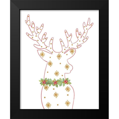Deck the Halls Reindeer Black Modern Wood Framed Art Print by LaPoint, Annie