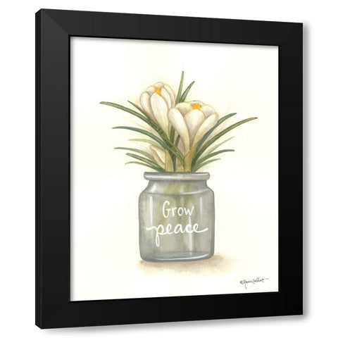 Grow Peace Crocus Black Modern Wood Framed Art Print by LaPoint, Annie