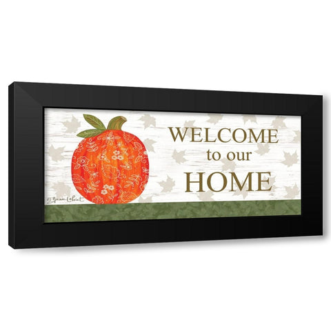 Welcome to Our Home Pumpkin Black Modern Wood Framed Art Print with Double Matting by LaPoint, Annie