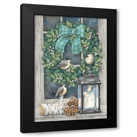 Winter Wreath Black Modern Wood Framed Art Print with Double Matting by Kater, Diane