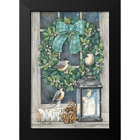 Winter Wreath Black Modern Wood Framed Art Print by Kater, Diane