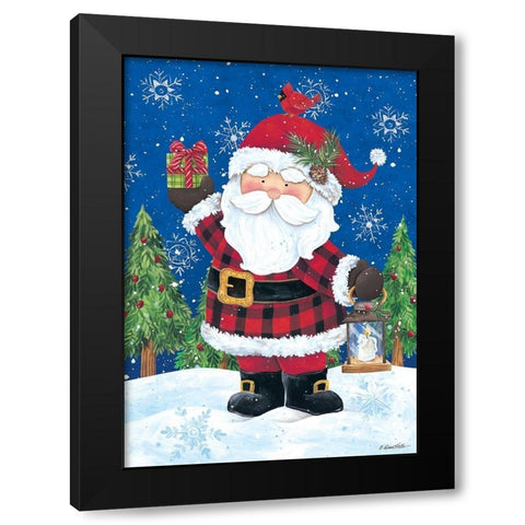 Santa with Lantern Black Modern Wood Framed Art Print with Double Matting by Kater, Diane