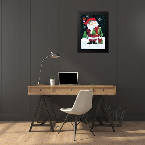 Plaid Santa Claus Black Modern Wood Framed Art Print by Kater, Diane