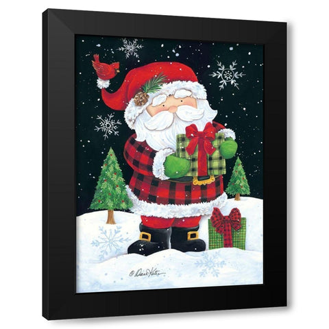 Plaid Santa Claus Black Modern Wood Framed Art Print by Kater, Diane