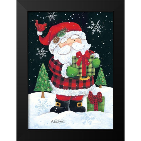 Plaid Santa Claus Black Modern Wood Framed Art Print by Kater, Diane