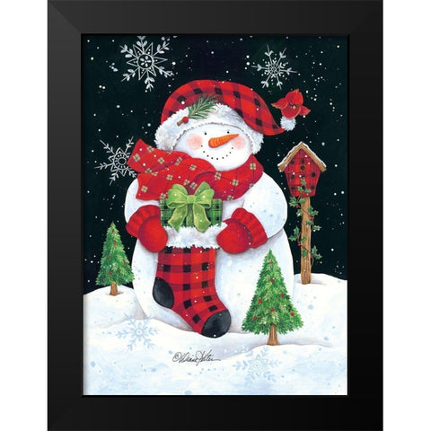 Plaid Snowman Black Modern Wood Framed Art Print by Kater, Diane