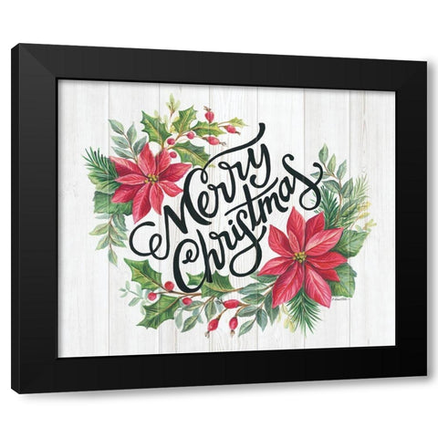Merry Christmas Swag Black Modern Wood Framed Art Print by Kater, Diane