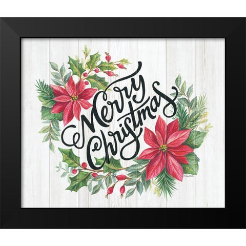 Merry Christmas Swag Black Modern Wood Framed Art Print by Kater, Diane