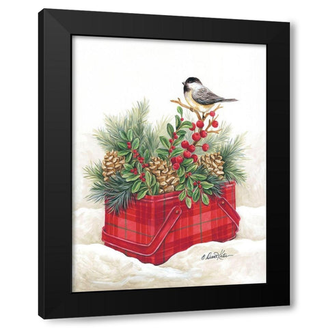 Christmas Lodge Vintage Tin Black Modern Wood Framed Art Print by Kater, Diane
