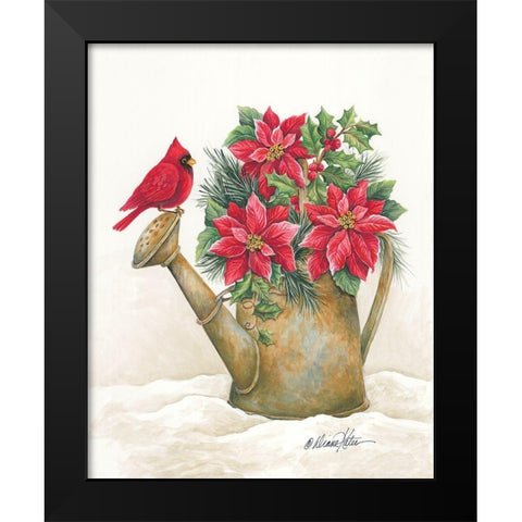 Christmas Lodge Watering Can Black Modern Wood Framed Art Print by Kater, Diane