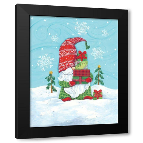 Santa Gnome Black Modern Wood Framed Art Print by Kater, Diane